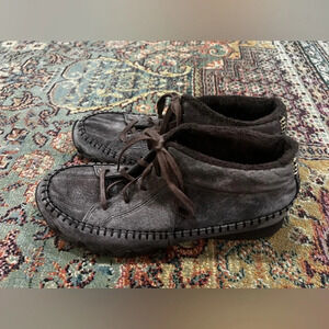 FINAL PRICE Skechers Relaxed Fit Memory Foam Booties Brown Faux Fur Leather